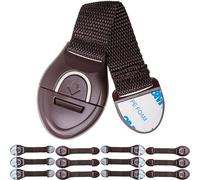 Multi-Purpose Child Safety Locks, 12 pcs, in Brown, for Cabinet, Drawer, Toilet, Trash Can, Microwave, Refrigerator, Baby Safety Strap, Baby proof Cupboard Latches, Toddler Proofing Lock