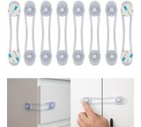 Multi-Purpose Child Safety Locks, 8 pcs, Transparent, for Cabinet, Drawer, Toilet, Trash Can, Microwave, Refrigerator, Baby Safety Strap, Baby Proof Cupboard Latches, Toddler Proofing Lock