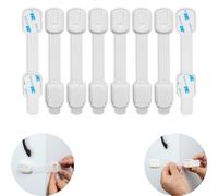 Multi-Purpose Child Safety Locks, 8 pcs, White-Transparent, for Cabinet, Drawer, Toilet, Trash Can, Microwave, Refrigerator, Baby Safety Strap, Baby Proof Cupboard Latches, Toddler Proofing Lock
