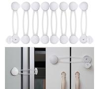 Multi-Purpose Child Safety Locks, 8 pcs, White-Transparent, for Cabinet, Drawer, Toilet, Trash Can, Microwave, Refrigerator, Baby Safety Strap, Baby proof Cupboard Latches, Toddler Proofing Lock