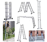 Multi Purpose Combination Ladder 4.7M 15.5FT Foldable Step Ladders Aluminium 150kg Capacity 16 Steps + 1 Free Platform for Indoor Outdoor Works