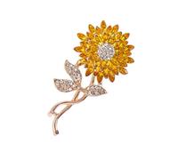 Multi Purpose Crystal Accent Floral Pin Metal Construction Sunflowers Rhinestones Brooch Accessory For Special Event Metal Alloy Sunflower Brooch