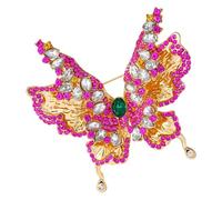 Multi Purpose Crystal Rhinestones Butterfly Brooch Double Wing Structure Easy Clip Fastening For Various Clothings Easy Pin Clasp Design