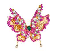 Multi Purpose Crystal Rhinestones Butterfly Brooch Double Wing Structure Easy Clip Fastening For Various Clothings Rhinestones Butterfly Jewelry