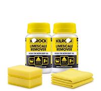 Multi-Purpose Descaler Gel 160ml (Pack of 2) - Powerful Limescale Remover with Non-Drip Formula & Brush Applicator | for Showers, Taps, Tiles & Bathroom Surfaces | Includes Sponges & Microfibre Cloth