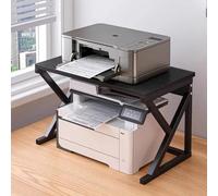 Multi-Purpose Desktop Printer Stand with Shelves - 2-Tier Rack for Home Office Books & Files Black Storage Solution for Scanners & Fax Machines