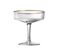 Multi-purpose Dessert and Drink Glasses for Modern Entertainers, Ribbed Coupe Cocktail Glasses with Gold-Rimmed Finish, Hand-Blown Vintage Coupe Glass