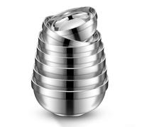 Multi Purpose Double Layer Stainless Steel Bowls for Salad and Dipping Sauce Suitable for Picnics and Banquets (15cm)