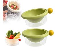 Multi Purpose Drain Basket, 2 PCS Double Layer Vegetable Strainer Basket Fruit Salad Washing Basket Collapsible Colander for Small Kitchen (2 PCS-Green)