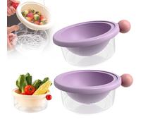 Multi Purpose Drain Basket, 2 PCS Double Layer Vegetable Strainer Basket Fruit Salad Washing Basket Collapsible Colander for Small Kitchen (2 PCS-Purple)