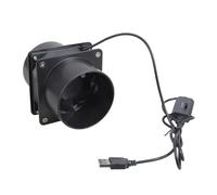 Multi-purpose energy-efficient inline fan with double connection and USB power supply and 3 speed settings, corrosion-resistant construction, double channel centrifugal ventilation system