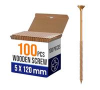 Multi Purpose Flat Head Wood Screws, 5 x 120mm 100pcs, Zinc Galvanized Single Thread Wood Screws Kit, Self Tapping Assortment Ideal for Diy,Furniture Fix, and Repairs