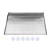 Multi Purpose Foil Insulation, Double Layer Aluminum Foil Window Insulation Film Heat Control Reflective Sunshade with Metal Buckle Suction Cups for Home Office Kitchen Silver(50x100cm)