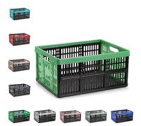 Multi-Purpose Folding Collapsible Plastic Storage Boxes Crates Collapsible Plastic Crates Portable Stackable Container Basket for Home Office Garage Tool (Black & Green - 32L)