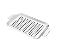 Multi-purpose grill top steel perforated basket with for healthy grilling of meat vegetables stainless steel