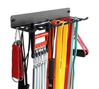 Multi-Purpose Gym Equipment Storage Rack Resistance Bands Storage Hanger Barbell Rack Heavy Duty Gym Rack for Exercise Bands, Lifting Belts and Jump Ropes (17" / 8 prongs)