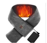 Multi-Purpose Heated Scarf with Builtin 5000mAh Power Bank Adjustable Warmth (3 Levels), 8 Hour Heating, Ideal for Camping, Biking & More Grey