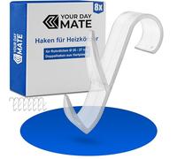 Multi-Purpose Hook for Round radiators, 8 pcs, in Transparent, Radiator Hook for Pipe Thickness Ø 0.79-1.06", Bathroom Radiator Strap, Towel Catch, Bathrobe Fastener, Towel Rail Hanger