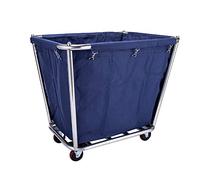 Multi-Purpose Hotel Cleaning Trolley, Rolling Laundry Cart with Stainless Steel Frame, Versatile Blue Linen Service Cart for Housekeeping and Maintenance