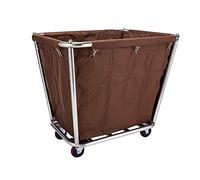 Multi-Purpose Hotel Cleaning Trolley, Rolling Laundry Cart with Stainless Steel Support, Mobile Service Cart with Rotating Wheels, Blue Linen Storage Bag