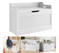 Multi-Purpose Kids Toy Storage Bench - 62cm L x 40cm D x 46cm H White Children's Storage Chest, Modern Blanket Box with Safety Hinges, Space-Saving Bedroom/Hallway/Living Room/Playroom Organiser Box