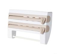 Multi Purpose Kitchen Organizer with Safe Cutter for Aluminum Foil and Paper Towels (Khaki)