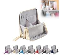 Multi-Purpose Large Capacity Oxford Cloth Standing Makeup Bag, Waterproof Makeup Organizer with Compartments, Large Capacity Stationery Organizer, Vertical Office Desktop Storage Bags (Beige)