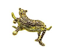 Multi Purpose Leopard Motifs Pin Sophisticated Carved Detail Alloy Fashion Accessory for Various Outfit Styles Alloy Animals Pin