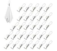 Multi-Purpose Metal Kitchen Hangers - 30 x Towel Clips for Bathroom, Shower Drape Hill, Towel Clips, Fabric Clips, Stainless Steel with Bow for Home Bathroom
