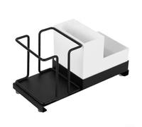 Multi Purpose Organizer for Coffee, Tea, and Disposable Sundries Carbon Steel Rack (Black)