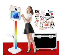 Multi-Purpose Photo Booth Machine with 15.6 inch Touch Screen, Selfie Magic Mirror DSLR photobooth, Foto box for Sharing, Wedding (White, 15.6 Inch)