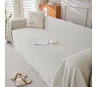 Multi-Purpose Plaid Sofa Cover, 180x420cm, Thick Polyester Throw with Fringes, Summer Home Decor for Sofas and Beds, Marfil Color, Stylish and Versatile