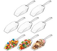 Multi-Purpose Plastic Clear Kitchen Scoops, Ice Scoop for Weddings, Candy Dessert Buffet, Protein Powders, Ice Cream, Coffee, Tea (6.5 Inches, 8 Pieces)