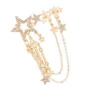 Multi-purpose polished star-shaped brooch with elegant rhinestones and movable chain details daily., one size, As described