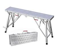 Multi-Purpose Portable Folding Work Platform, 500LBS Adjustable Scaffolding Ladder Platform for Painting, Cleaning, Repair & Renovation