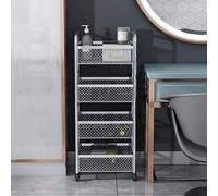 Multi-Purpose Rolling Cart with Handle 4-Tier Metal Storage Trolley for Kitchen & Bathroom Versatile with Casters Silver Finish Ideal for Home & Spa Use