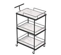 Multi-Purpose Rolling Manicure Trolley Cart with Wheels - Professional Salon Storage Rack for Beauty Spa Cosmetology Tools - Black Design