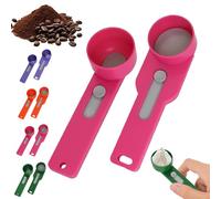 Multi Purpose Scoop with Built in Funnel, Funnel Scoop for Powder, Scoop with Built in Funnels, Collagen Formula Coffee Scoops & Funnels System, for Ground Coffee, Protein Powder, Tea (Red)