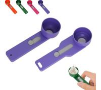 Multi Purpose Scoop with Built in Funnel, Powderpal Mess Free Powder Scoop, Measuring Funneler Sliding Spoon, Coffee Scoops & Funnels System for Narrow Bottles, Easy Dispensing of Powders (Purple)