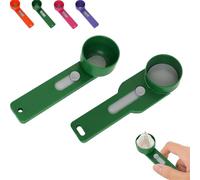 Multi Purpose Scoop with Built in Funnel, Powderpal Mess Free Powder Scoop, Measuring Funneler Sliding Spoon, Coffee Scoops & Funnels System for Narrow Bottles, Easy Dispensing of Powders (Green)