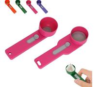 Multi Purpose Scoop with Built in Funnel, Powderpal Mess Free Powder Scoop, Measuring Funneler Sliding Spoon, Coffee Scoops & Funnels System for Narrow Bottles, Easy Dispensing of Powders (Pink)