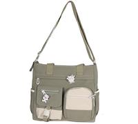 Multi Purpose Shoulder Bag Large Capacity Messenger Bag Student Girl CanvasBag Korean Fashion Casual Bag School Bag Tote Bag Mens Business (Green, One Size)