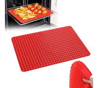 Multi-Purpose Silicone Baking Mat, 15.2" x 10.7" Non Stick Oven Liner for Crispy Fries & Chicken, Flexible Oil Draining Mat for Fryer, Cooling Rack & Candy