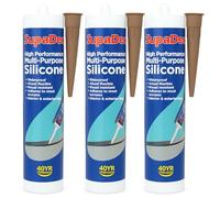 Multi Purpose Silicone Sealant Brown 300ml (Pack of 3) | Flexible Waterproof Sealant for Bathrooms, Kitchens & Windows | Easy Apply Cartridge Tubes