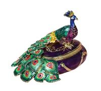 Multi Purpose Small Jewelry Box Decorated with Hand Painted Enameled Peacocks Pattern Ideal for Individual and Corporate Use Hand Painted Jewelry Box