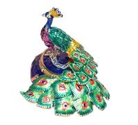 Multi Purpose Small Jewelry Box Decorated with Hand Painted Enameled Peacocks Pattern Ideal for Individual and Corporate Use Hand Painted Jewelry Box