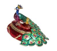 Multi Purpose Small Jewelry Box Decorated with Hand Painted Enameled Peacocks Pattern Ideal for Individual and Corporate Use Hand Painted Jewelry Box
