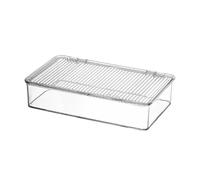 Multi-Purpose Stackable Clear Plastic Containers with Lids, Space Efficient Organizer for Garage Shelf, Space Saving Cabinet Storage Box