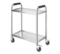 Multi-Purpose Stainless Steel Cart with Wheels for Home, Office & Restaurant - Double Layer, 90 x 50 x 90 cm, Durable Storage & Transport Solution
