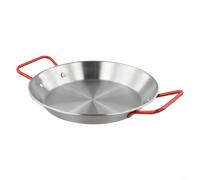 Multi Purpose Stainless Steel Paella Bowl Skillet Serving Plate Pot Wok Tray for Food Shops Home Kitchens and Catering Settings (22cm)